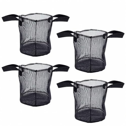 4PCS Aquatic Plant Pots, Reusable PVC Pond Planting Bags with Sturdy Handles, Aquatic Plant Baskets, Grow Bags for Island Live Aquarium Flowers, Convenient to Storage (Round) - size: Round