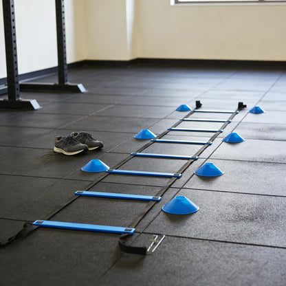 Agility Ladder Training Set, 20ft Speed Ladder with 4 Hurdles, Jump Rope, 12 Soccer Cones & Running Parachute, All-in-One Agility Speed Training Equipment for Soccer, Football, Basketball - color: Yellow
