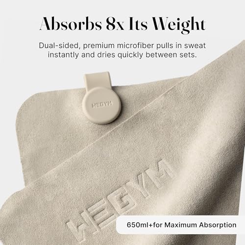 WeGym Suede Performance Towel with Magnetic Clip, Sandstone - color: Sandstone
