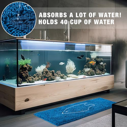 Aquarium Mat, 20x36 Inch Large Fish Tank Cleaning Pad, Super Absorbent Chenille Sponge Pad, Protects Furniture from Water & Scratches, Decorative Floor Mat for Fish Hobbyists