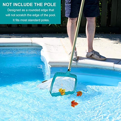Professional Pool Skimmer Net, Heavy Duty Swimming Leaf Rake Cleaning Tool with Deep Fine Nylon Mesh Net Bag - Fast Cleaning,Easy Scoop Edge,Debris Pickup Removal (No Pole)