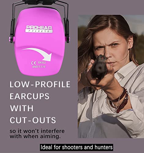 PROHEAR 016 Shooting Ear Protection Earmuffs 2 Pack, NRR 26dB for Gun Range, Hunting -Black and Pink - color: Black+pink