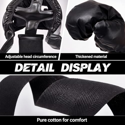 Kanayu 14 Pcs Boxing Gloves and Headgear Set for Beginners Youth 16 Ounce Boxing Gloves Headgear Helmet Hand Wraps Mouth Guards Equipment for Beginners Training Equipment Gifts - color: Black, White