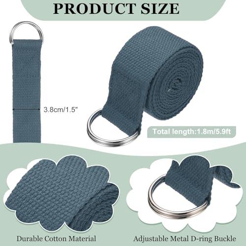 Yoga Strap for Stretching, Athletic Stretch Band with Adjustable Metal D Ring Buckle Yoga Bands - color: Gray, size: 5.9ft