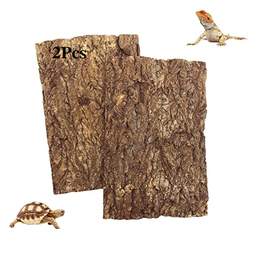 2PCS Cork Tile Terrarium Background 15.7"x11.8" Reptile Bark Backdrop Wall Decor 3D Bearded Dragon Tank Climbing Mat Decoration for Gecko Lizard Tortoise Chameleon - size: 2Pcs-15.7"x11.8"