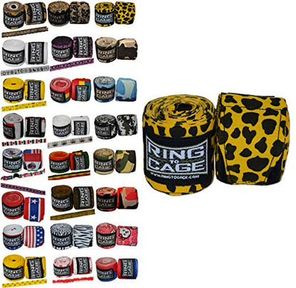 Ring to Cage Handwraps Mexican Style Stretchable- Patterned 180" Long - 23 Color Patterns - color: Leopard