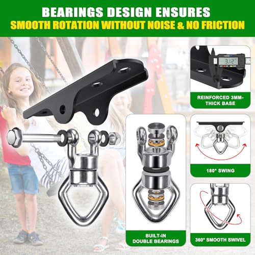 2Pcs 360° Swivel Swing Hanger with Ball Bearing Swing Ceiling Mount Bracket - color: Ball Bearing 360° Swivel Diamond Hook ( 2 Pack )