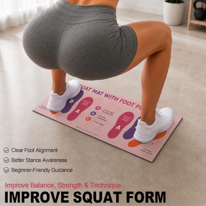 Squat Mat with Foot Position, Non-Slip Workout Mat for Safe Squat - color: Rose