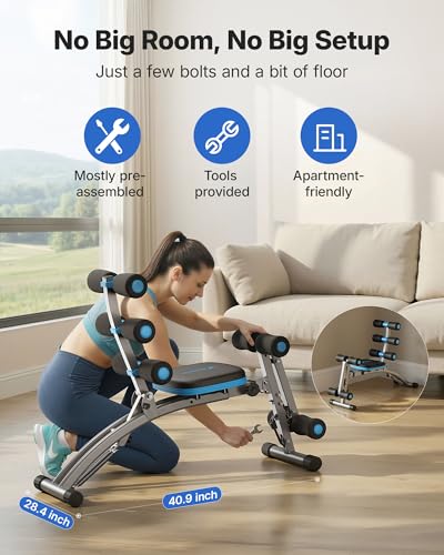 MERACH Ab Machine, Adjustable Ab Trainer, Sit Up Exercise Equipment 300LBS - color: Black Blue