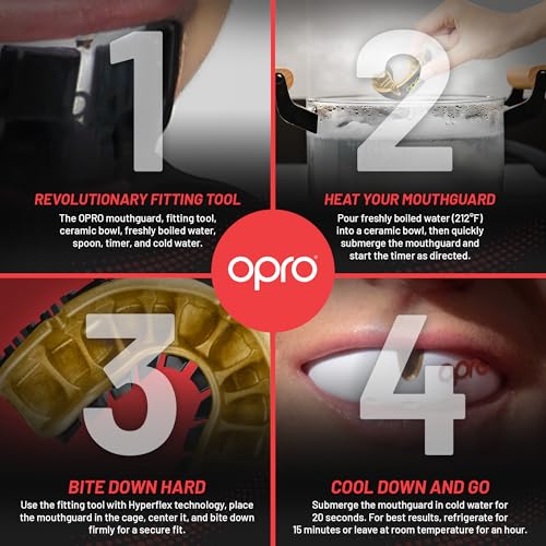 OPRO Gold Level Moldable Mouth Guard, Premium Fit (Red/Pearl) Adult & Kids - color: Red/Pearl, size: Adult (Age 10+)