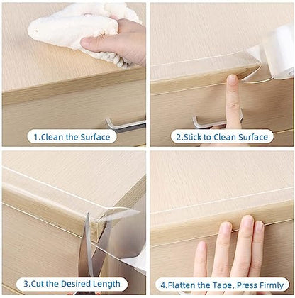 Clear Edge Protector Strip, 1.57in x 9.84FT, Sharp Edge Wrap Cover Tape, Self Adhesive Protective Bumper Guards for Cabinet Door Desk Glass Table Bed Furniture, Kitchen Countertop, Waterproof - size: 1 Pack x 1.57in x 9.84FT