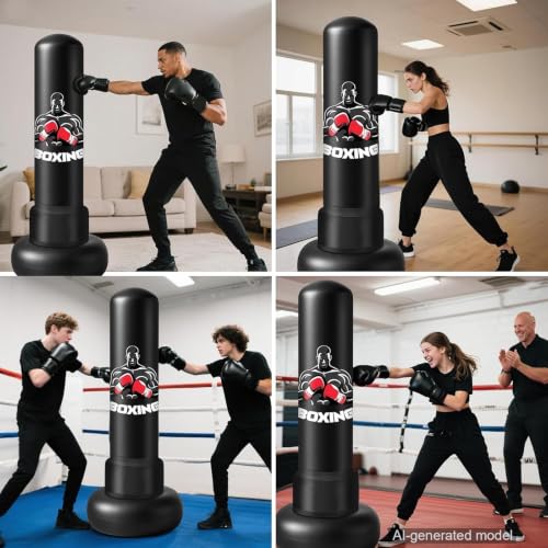 Punching Bag for Adults with Stand, 71'' Free Standing Heavy Boxing Bag with Boxing Gloves and Pump, Kickboxing Bags for Men Teens Beginners Training MMA Muay Fitness Thai
