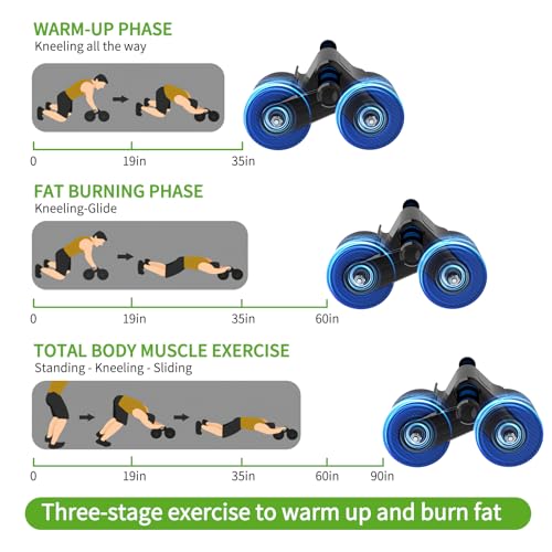 Auto Rebound Ab Roller with Kneeling Mat Exercise Wheels for Beginner