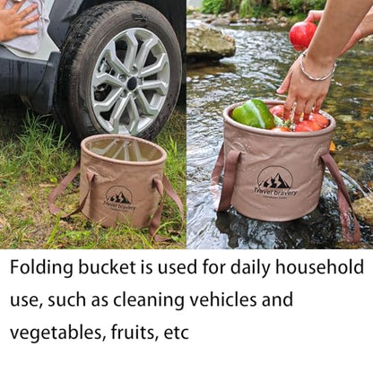 Collapsible Bucket，Folding Bucket，Suitable for Camping Fishing Hiking Gardening car Washing(Coffeecolour, 20L) - color: Coffeecolour, size: 20L