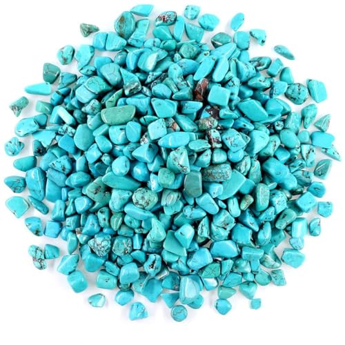 1 Lb (460 g) Decorative Quartz Pebbles Irregular Shaped Turquoise Stones Small Tumbled Chip Gravel Crushed Gemstone Pieces Natural Green Crystal for Handicrafts/Home Decoration - color: Turquoise