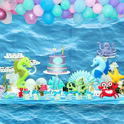 2 Pieces Ocean Waves Plastic Tablecloth 54 x 108 Inch Ocean Table Cover Water Print Table Cover Sea Tablecloth Blue for Beach Pool Birthday Party Decoration Shower Supplies - size: 54 x 108 Inch (Rectangular)