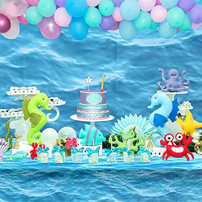 2 Pieces Ocean Waves Plastic Tablecloth 54 x 108 Inch Ocean Table Cover Water Print Table Cover Sea Tablecloth Blue for Beach Pool Birthday Party Decoration Shower Supplies - size: 54 x 108 Inch (Rectangular)