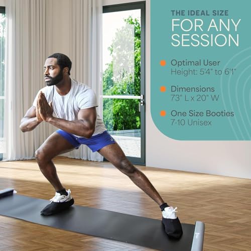 Lifepro Glidemaster Exercise Slide Board – Sliding Mat for Hockey, Skating & Core Training – Includes Booties, Carry Bag & Workout Poster – Home Fitness & Physical Therapy Equipment