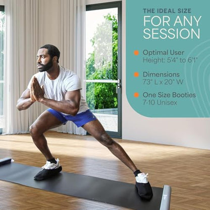 Lifepro Glidemaster Exercise Slide Board – Sliding Mat for Hockey, Skating & Core Training – Includes Booties, Carry Bag & Workout Poster – Home Fitness & Physical Therapy Equipment