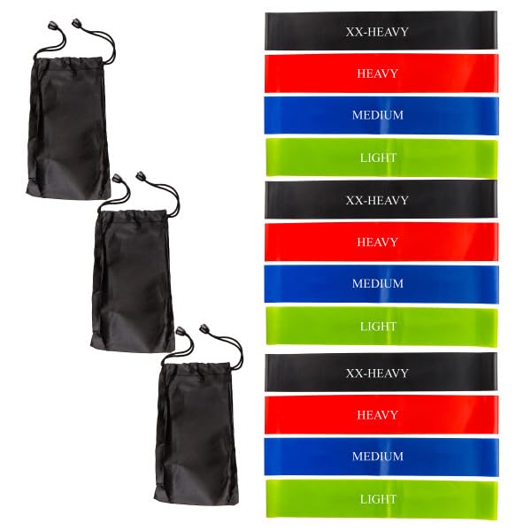 Resistance Bands for Working Out - Workout Band Loop - Exercise Bands with 4 Levels for Toning, Stretching or Physical Therapy by Home-Complete - size: 12-Pack