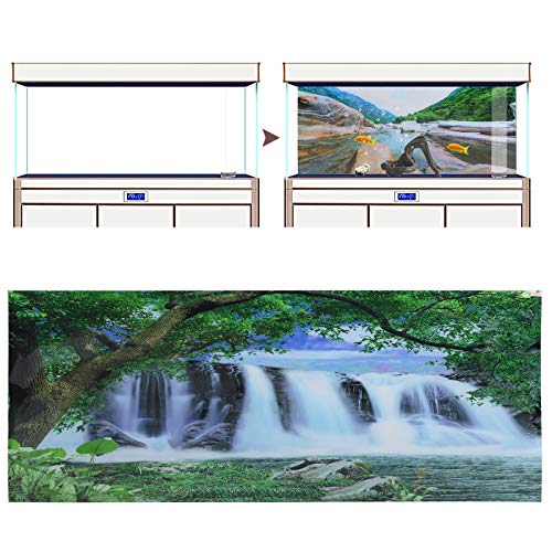 PVC Mountain Interval Rivers Fish Tanks Wallpaper, Aquarium Background Poster, Non - Glare Decor with Adhesive Backing for Freshwater Saltwater Tanks, 122x50cm