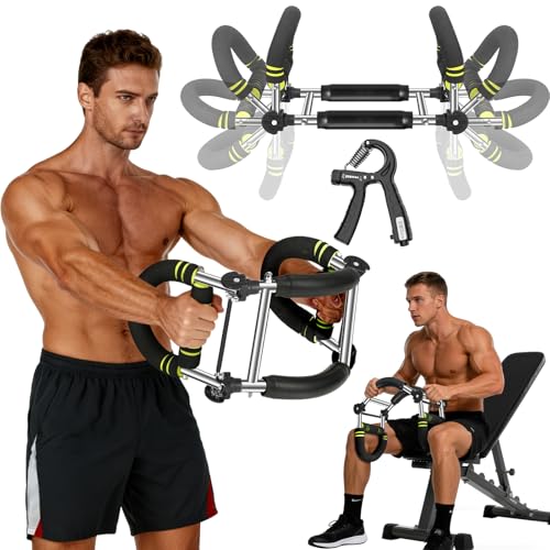 Twister Arm Trainer with Grip Strength Trainer, 20-270lbs 9-Level Adjustable Chest Workout Equipment, Arm Trainer for Men Women, Home Gym Strength Trainer, Chest and Arm Exerciser - color: Green