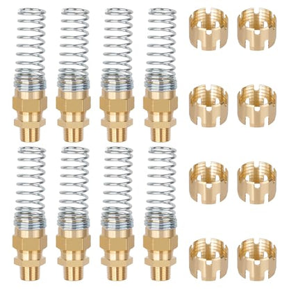 8PCS Brass DOT Air Brake Hose End Fittings, Dazakoot 1/2” Hose x 1/2” Male Connector with Spring Guard, Air Brake Line Fitting, Repair Fittings With 8 Pack Sleeve Tubes - size: 1/2" Hose X 1/2" Male, style: 16PCS KIT
