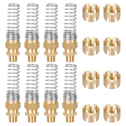8PCS Brass DOT Air Brake Hose End Fittings, Dazakoot 1/2” Hose x 1/2” Male Connector with Spring Guard, Air Brake Line Fitting, Repair Fittings With 8 Pack Sleeve Tubes - size: 1/2" Hose X 1/2" Male, style: 16PCS KIT