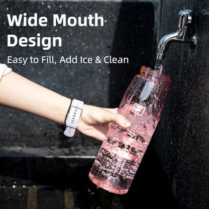 Fanhaw 32 oz Clear Plastic Water Bottle, Chug Lid, Clear & White - color: Clear&White