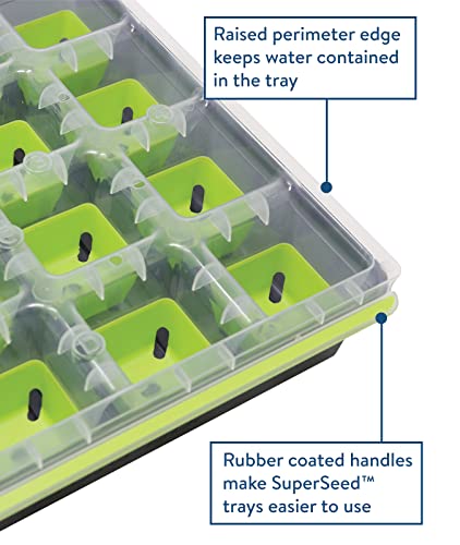 Burpee SuperSeed Starting Tray | 16 XL Cell | Reusable & Dishwasher Safe | for Vegetable, Flower & Herb Seeds | Indoor Grow Kit for Deep-Rooted Seedlings, Green - size: 16 Cells