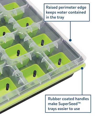 Burpee SuperSeed Starting Tray | 16 XL Cell | Reusable & Dishwasher Safe | for Vegetable, Flower & Herb Seeds | Indoor Grow Kit for Deep-Rooted Seedlings, Green - size: 16 Cells
