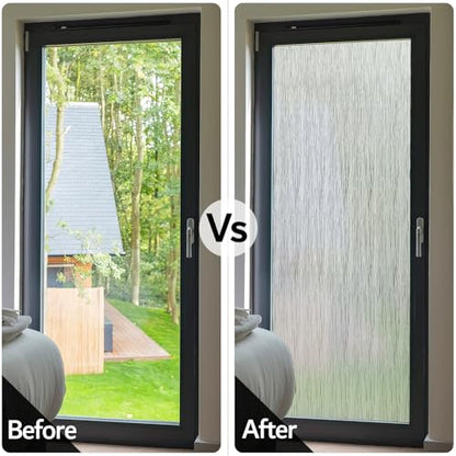 Frosted Window Privacy Film Non Adhesive Window Cling Removable Glass Covering Clear Water Opaque Window Film for Home Anti UV 29.5x78.7 inches - size: 29.5"x78.7" (75x200cm)