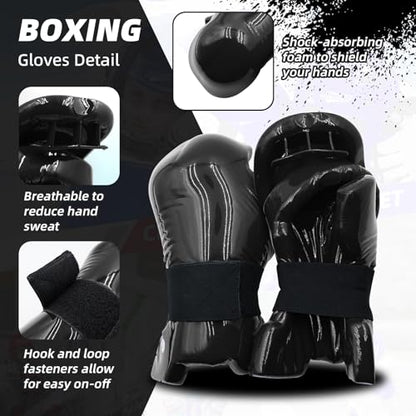 Martial Arts Karate Protective Sparring Gear Package Deal/Gift Adjustable Adult & Youth Headgear, Gloves & Kicks for MMA, Taekwondo, Boxing Training - color: Black, size: Large