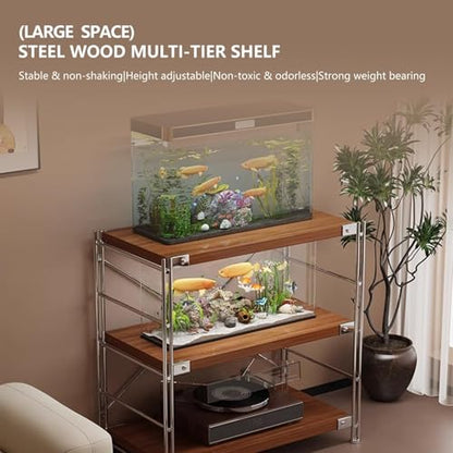 Aquarium Stand ,Adjustable Three-Layer Fish Tank Stand With Shelves, Ideal For Home/Office Use, Space-Saving Storage Solution(40cm/15.7in) - size: 40cm/15.7in