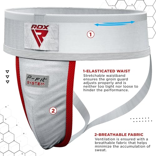 RDX Groin Protector Cup Men, Boxing Kickboxing MMA Muay Thai Sparring Groin Guard, Ventilated Adjustable,Karate Fighting Training, Underwear Jiu Jitsu BJJ Protection, Boys Youth - color: White, size: Small