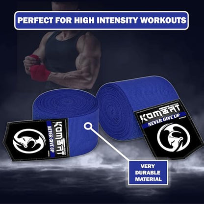 KOMBAT USA 180" Boxing Wraps for Men & Women – Hand Wraps for Boxing Gloves, Muay Thai Wraps, Vendas para Boxeo, Thumb Loop, MMA & Kickboxing Hand Wraps Boxing Training Gear - color: Pack of 3 Blue