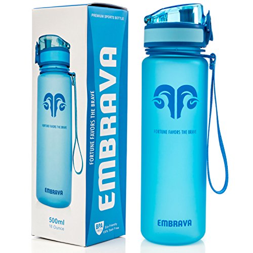 Embrava Sports Water Bottle (17oz, Pure Blue) Fast Flow Flip Top Lid - color: Pure Blue, size: 17 Ounces