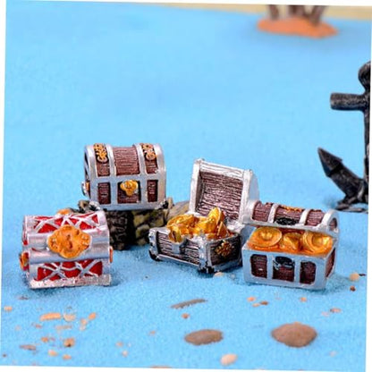 Pirate-Themed Mini Treasure Chest Aquarium Decor - Pearlescent Fish Tank Accessories for Small Aquariums, Goldfish Tank Decorations, Pool Tank Makeup, Fun Air Decor, 3Pcs Random Creative Aquascaping