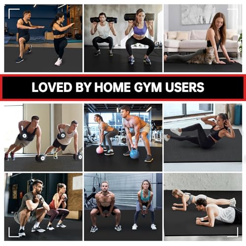 GymCope Extra Large Exercise Mat 10'x6'/9'x6'/8'x6'/7'x5'/6'x4' (8mm) | Thick Workout Mat for Home Gym & Garage Flooring, Shoe-Friendly, High-Density, MMA, HIIT, Weight Lifting, Cardio&Strength - color: 7'x5'x8mm-Black