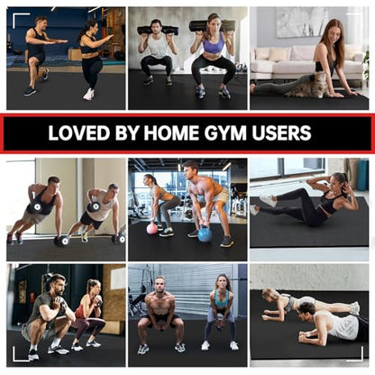 GymCope Extra Large Exercise Mat 10'x6'/9'x6'/8'x6'/7'x5'/6'x4' (8mm) | Thick Workout Mat for Home Gym & Garage Flooring, Shoe-Friendly, High-Density, MMA, HIIT, Weight Lifting, Cardio&Strength - color: 7'x5'x8mm-Black