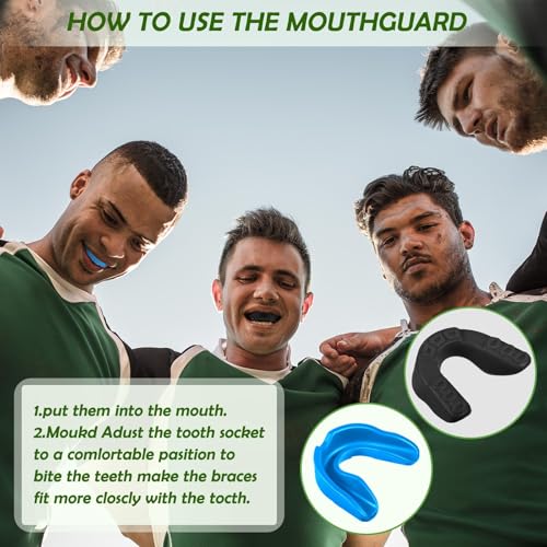 Frienda Adult Mouth Guards for Sports with Case - color: Blue, Black