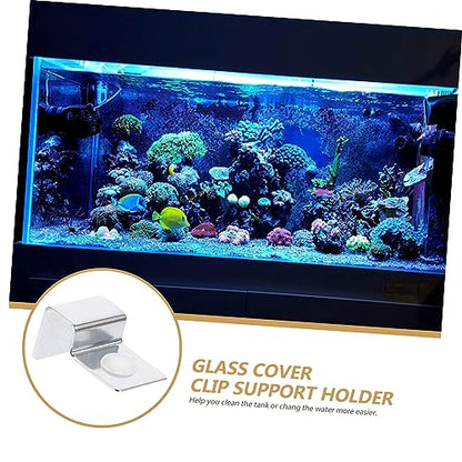 Aquarium Clips 4pcs Stainless Steel Support Holders for Fish Tank Glass Cover Aquatic Tank Accessory - size: Size 3