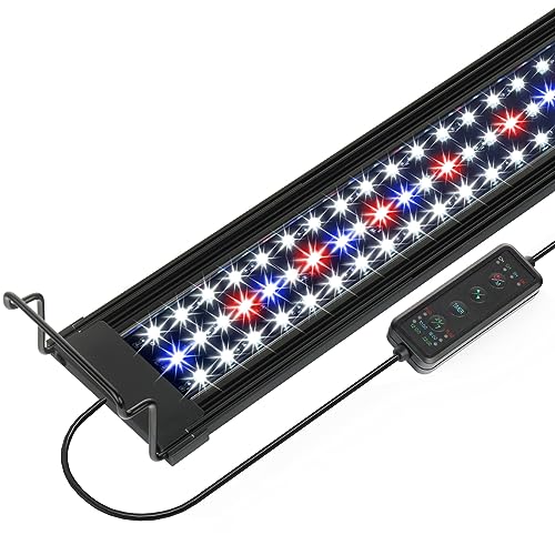 Aquarium LED Light 24 Inch with Timer, 24/7 Cycle, 5 Dimmable Brightness, Sunrise/Sunset Simulation for 10/20/30/55 Gallon Fish Tank - size: 24"-32"