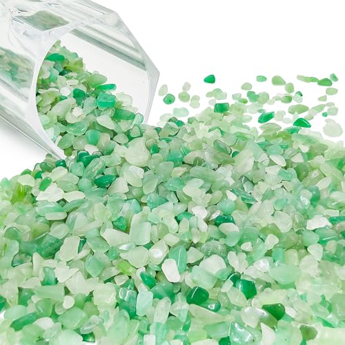 Kaiyuan Dynasty 460g Green Aventurine Crystal Chips Bulk, Natural Tumbled Gemstones Crushed Stones, Quartz Pebbles for Vase Fillers, Aquarium Gravel & Home Decoration - color: Green, size: 1LB