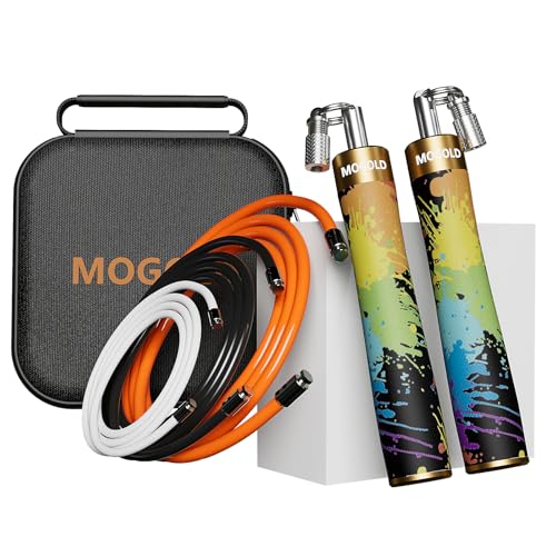 Weighted Jump Rope for Men Women -Interchangeable 1/5lb 1/4lb 1/2lb Heavy jump ropes - 360 Degree Spin - Length Adjustable,Ergonomics Leather Grip Skipping Rope for Fitness Weight Loss & More - color: T64 Graffiti