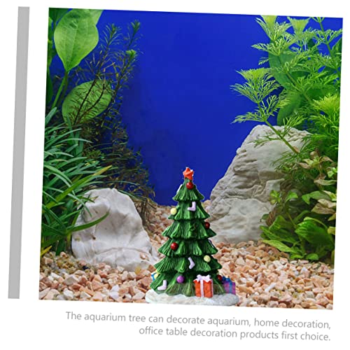 Fish Tank Christmas Decoration - Reptile Aquarium Tree Decor - Turtle Accessories for Tank - Table Resin Desktop