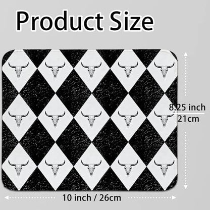 Black Western Small Mouse Pad,Cows Lattice Mouse Mat for Desk Black and White Gaming Mouse Pad Western Gifts for Cowboys 8.25x10In - color: Black White Lattice