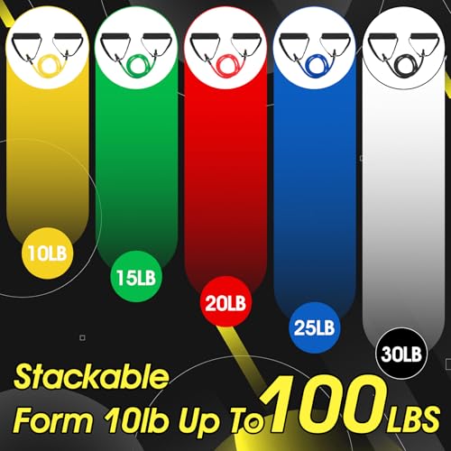11 Pcs Resistance Bands with Handles Set, 5X Resistance Loop Bands (TPE), 5X Exercise Band with Handles (10-30 lbs), Door Anchor for Home Gym, Strength Training, Portable Fitness