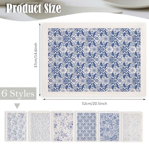 SUPERDANT 6PCS Flowers Leaf Underglaze Paper Transfer Paisley Transfer Papers for Clay Ceramic Porcelain Under Glaze Transfers for Pottery Enamel Decals Blue Underglaze Decal Handcrafted Gifts - style: Flower Pattern