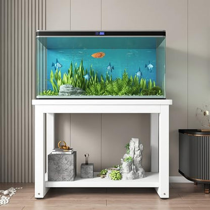 2-Tier Fish Tank Stand Cabinet, Durable Steel Frame Wooden Rack for Reptiles, Versatile Home Storage Shelf & Table Organizer, Stylish Fish Display Furniture